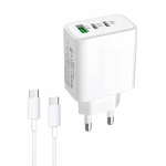 Takemore Αντάπτορας Γρήγορης Φόρτισης 140W 2 PD+QC3.0 με καλώδιο Usb-c σε Usb-c