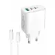 Takemore Αντάπτορας Γρήγορης Φόρτισης 140W 2 PD+QC3.0 με καλώδιο Usb-c σε Usb-c