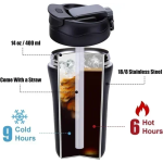 Θερμός – ποτήρι με καλαμάκι 400ml JB-4020 πράσινο ανοιχτό - Image 3