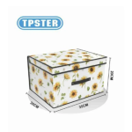 Tpster 31059 Υφασμάτινο Κουτί Αποθήκευσης Λευκό Με Σχέδιο Ηλιοτρόπια και Καπάκι 35x30x20εκ