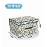Tpster 31068 Υφασμάτινο Κουτί Αποθήκευσης Λευκό Με Λουλούδια Και Καπάκι 41x35x20εκ