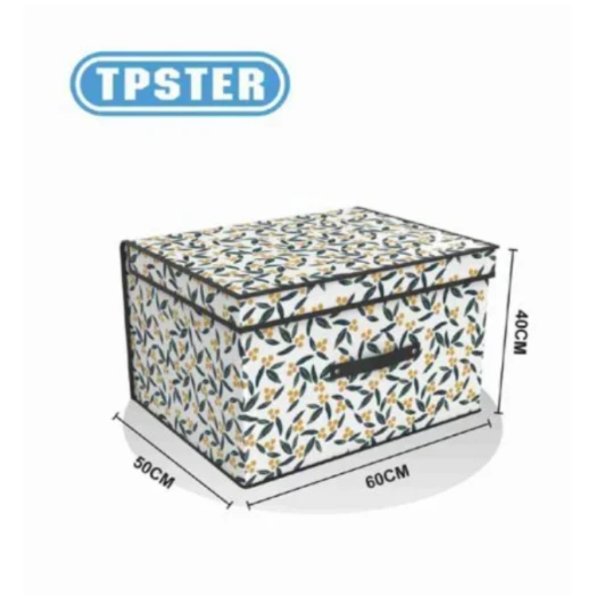 Tpster 31072 Υφασμάτινο Κουτί Αποθήκευσης Λευκό Με Λουλούδια Και Καπάκι 60x50x40εκ