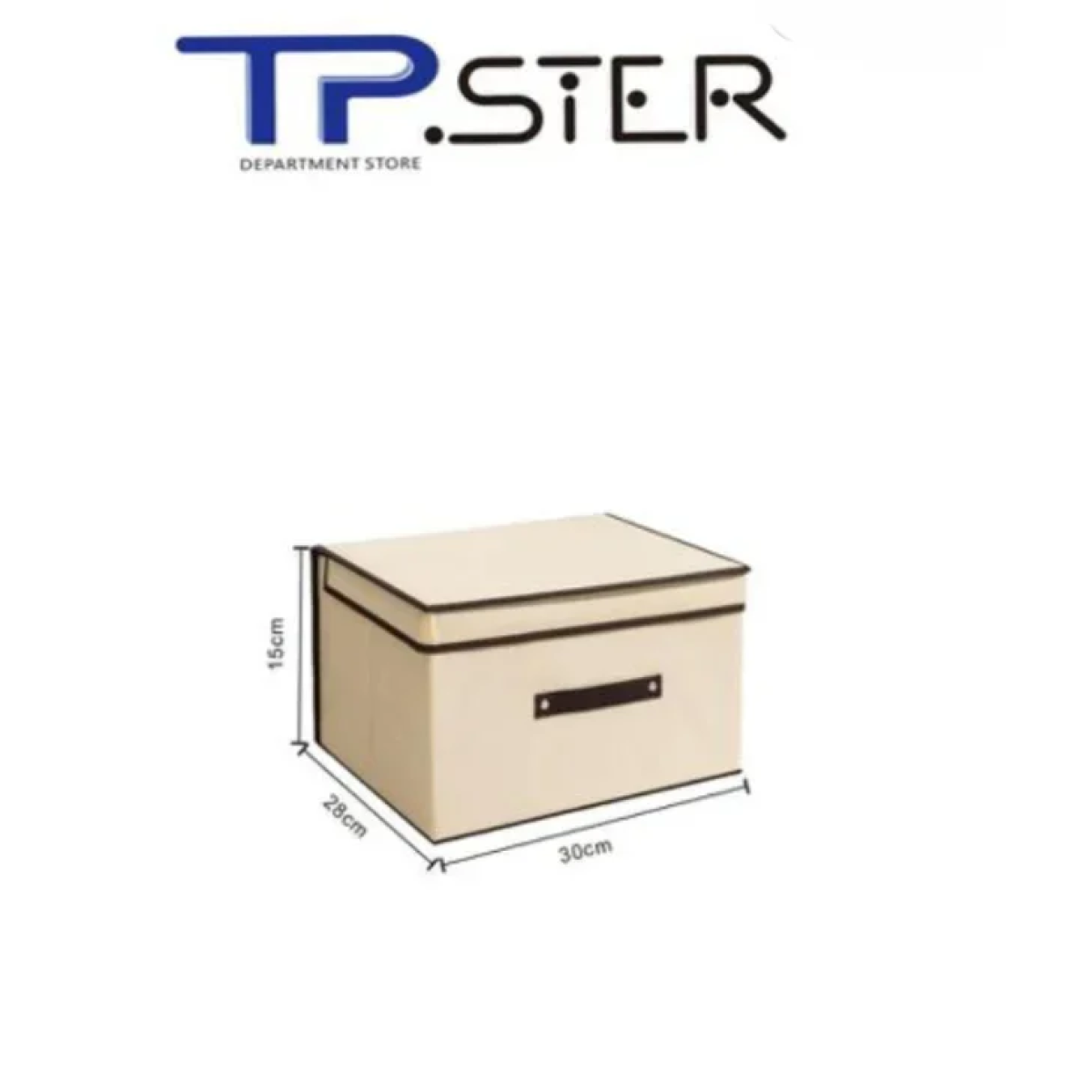 Tpster 34339 Υφασμάτινο Κουτί Αποθήκευσης Μπεζ Mε Καπάκι 30x28x15εκ