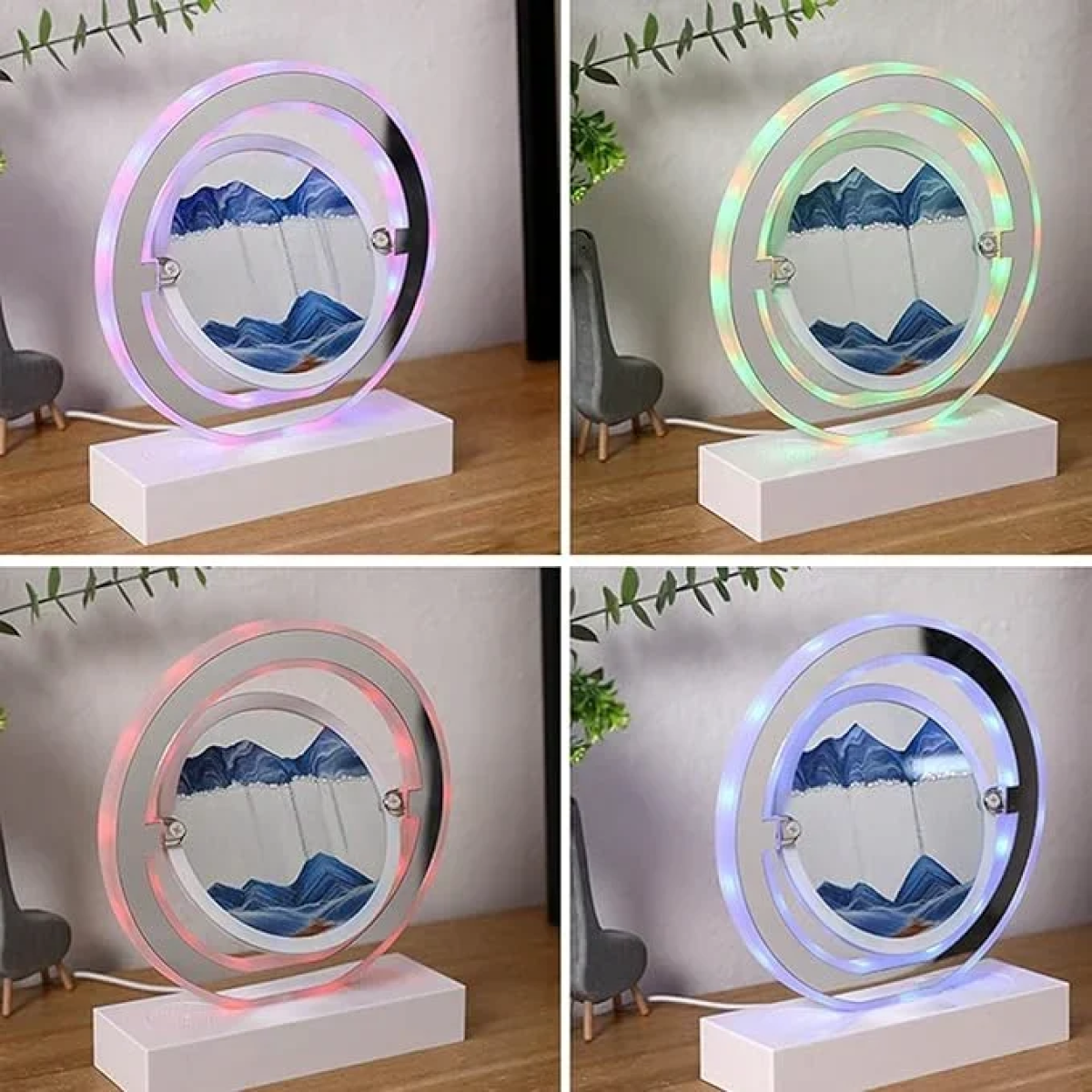 Τρισδιάστατο Διακοσμητικό 3D με Κινούμενη Άμμο & LED Φωτισμό Λευκό/Μπλε