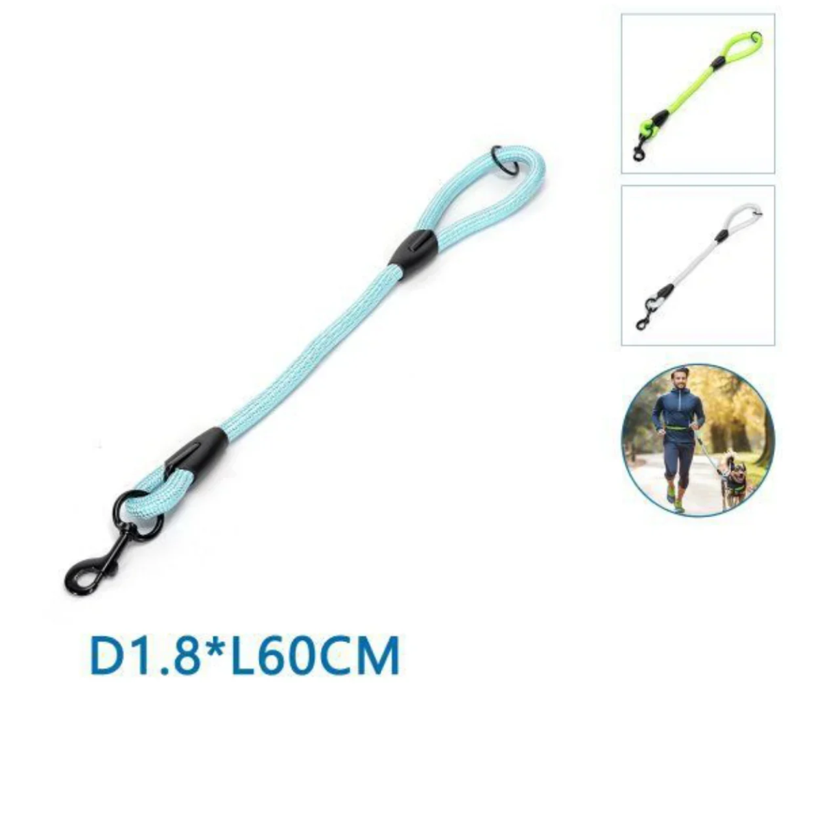 Λουρί Σκύλου Χοντρό Κοντό Fluo Medium D1,8*L60cm Γαλάζιο