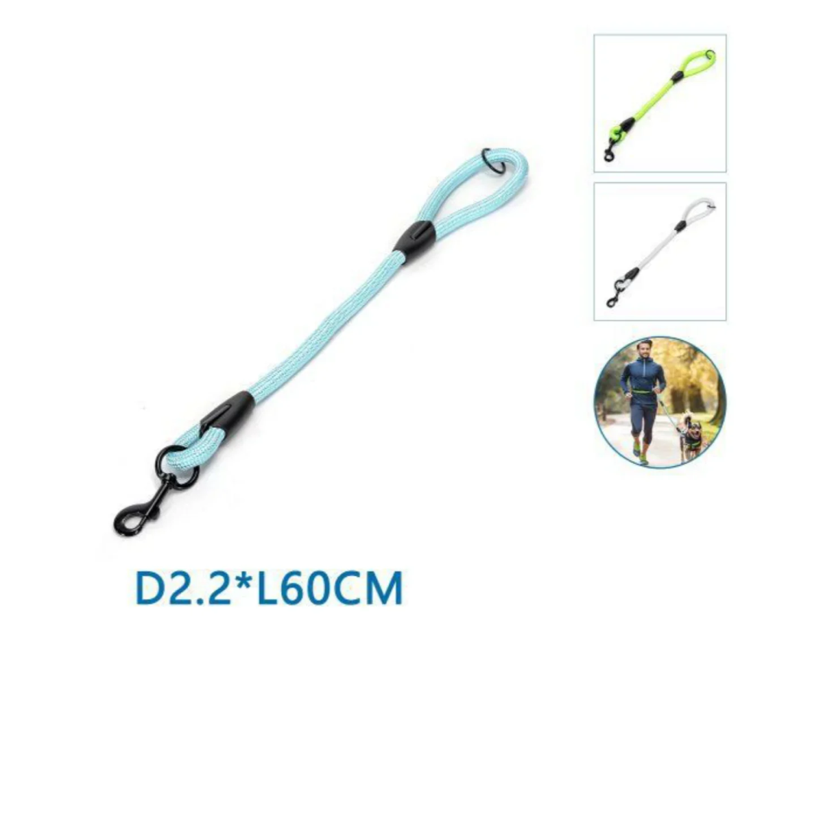 Λουρί Σκύλου Χοντρό Κοντό Fluo Large D2,2*L60cm Γαλάζιο