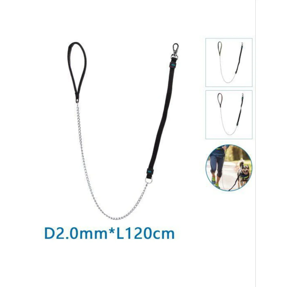 Λουρί Σκύλου Ελαστικό D2*L120 cm Μαύρο