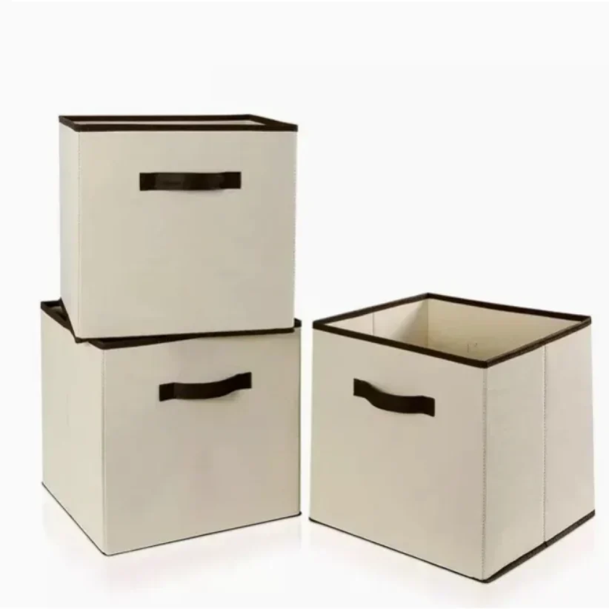 Υφασμάτινο Κουτί Αποθήκευσης Γενικής Χρήσης Μπεζ-Μαύρο 31x31x31cm 30994