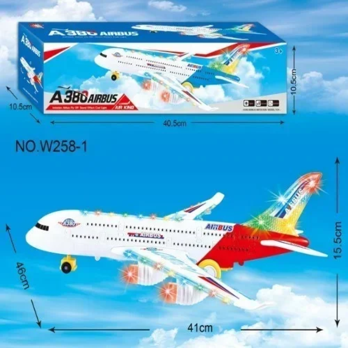 Αεροπλάνο A380 Airbus με Φως, Ήχο, Κίνηση 3+ W258-1
