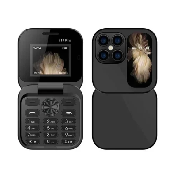 Αναδιπλούμενο κινητό τηλέφωνο με 2 sim i17 Pro - μαύρο