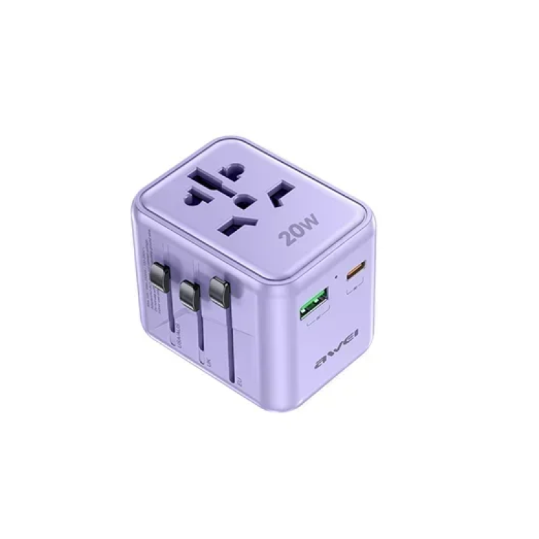 Αντάπτορας ταξιδιού universal 20W Awei C-20 λιλά