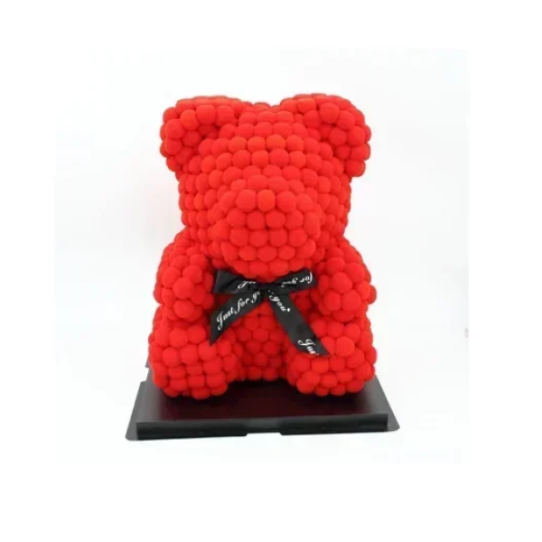 Αρκουδάκι 24cm Pom Pom Foam flower κόκκινο 84790