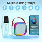 Λαμπάδα Ασύρματο Ηχείο Bluetooth με 2 μικρόφωνα Karaoke K12 Γαλάζιο - Image 4