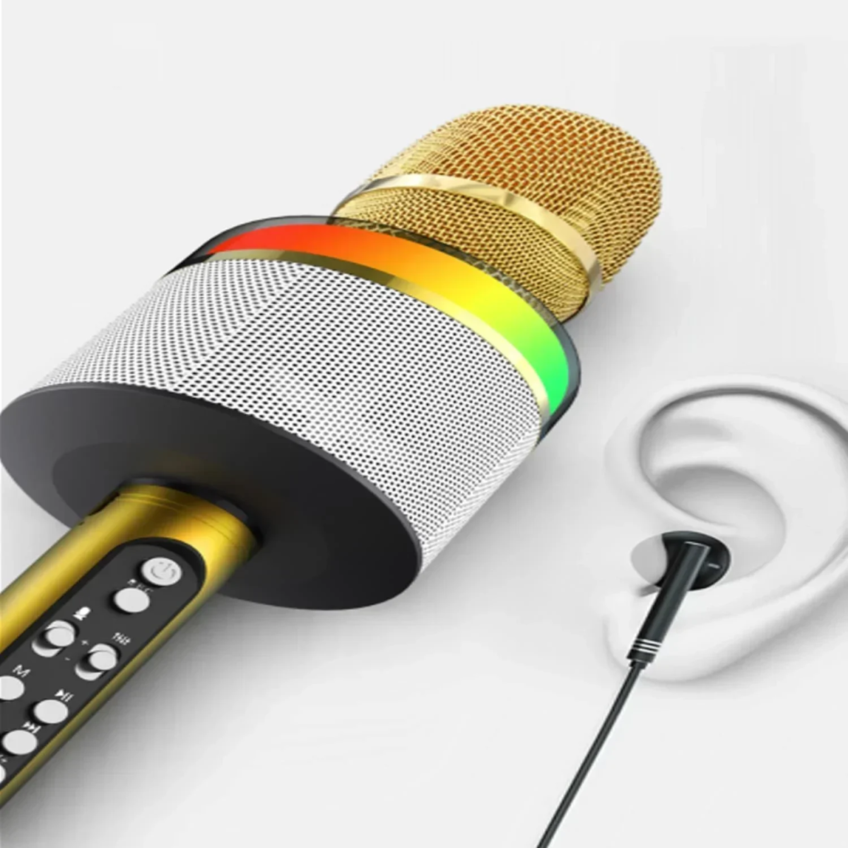 Ασύρματο Μικρόφωνο Karaoke Με Led S-088 σε Χρυσό Χρώμα