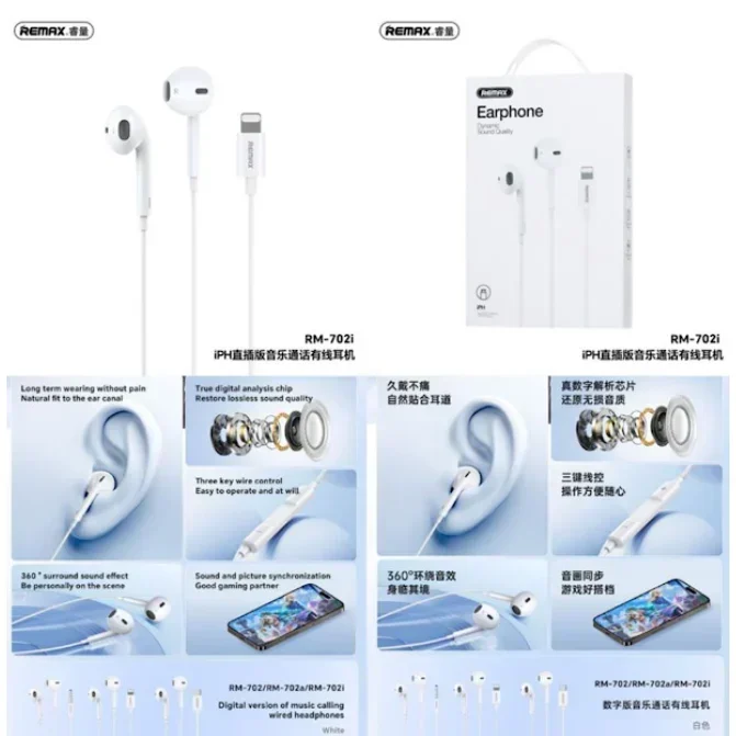 Ενσύρματα Ακουστικά Remax RM-702i Με Βύσμα Lightning Λευκά | G for Gadget