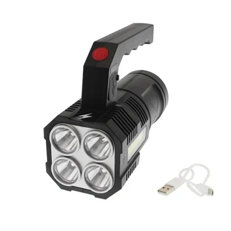 Επαναφορτιζόμενος προβολέας χειρός LED αδιάβροχος IP65 διπλής λειτουργίας TK-274927 μαύρο