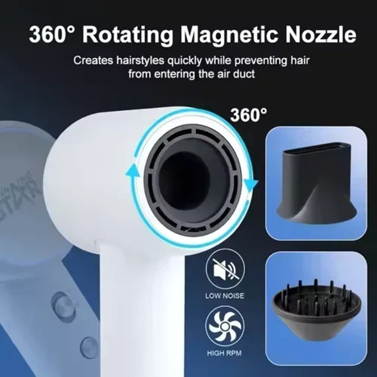 Επαγγελματικό πιστολάκι μαλλιών 1600W Winning Star ST-5717 λευκό - Image 4