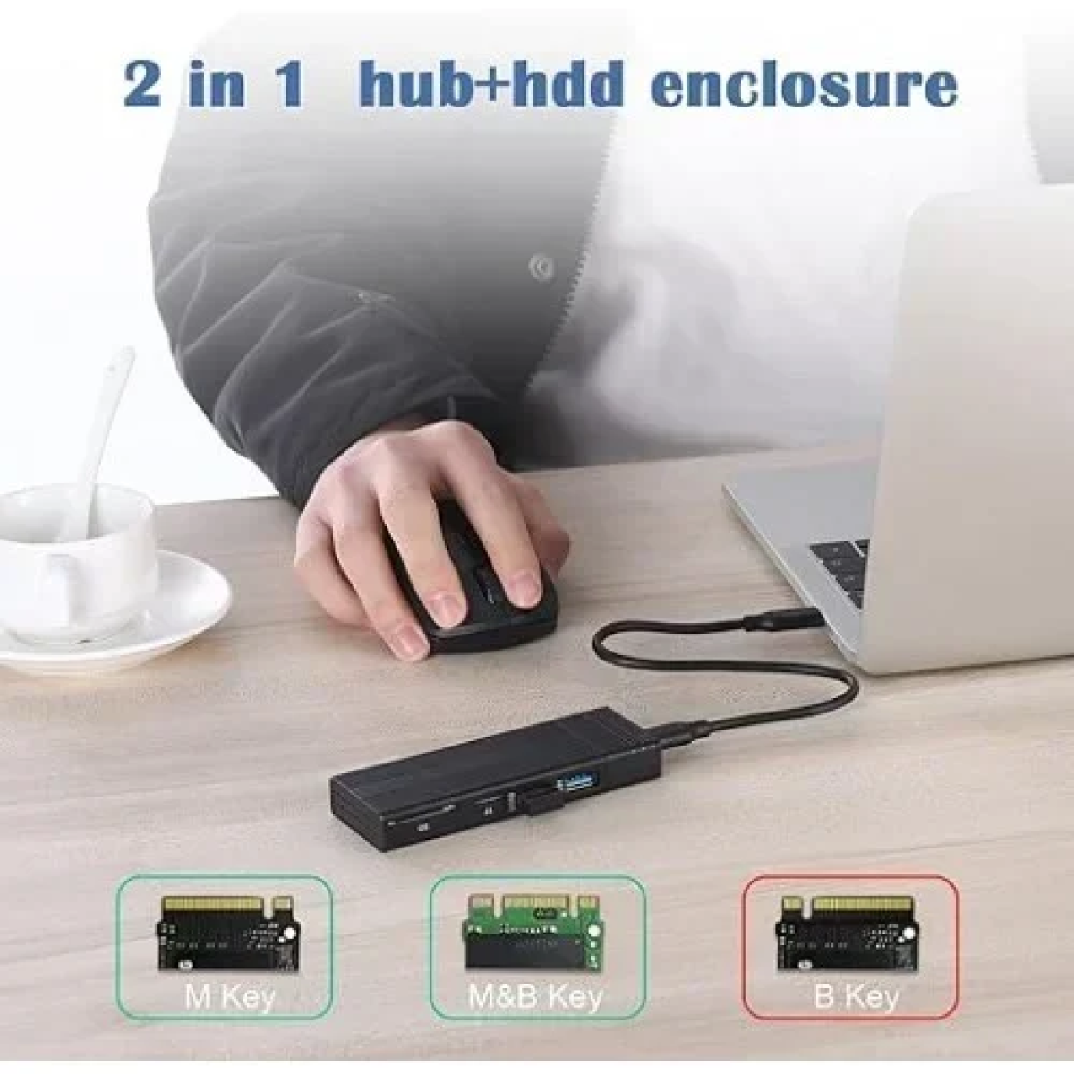 Εξωτερική Θήκη για Σκληρό Δίσκο Μ.2 USB 3.2 (USB HUB + Card Reader) Andowl M182