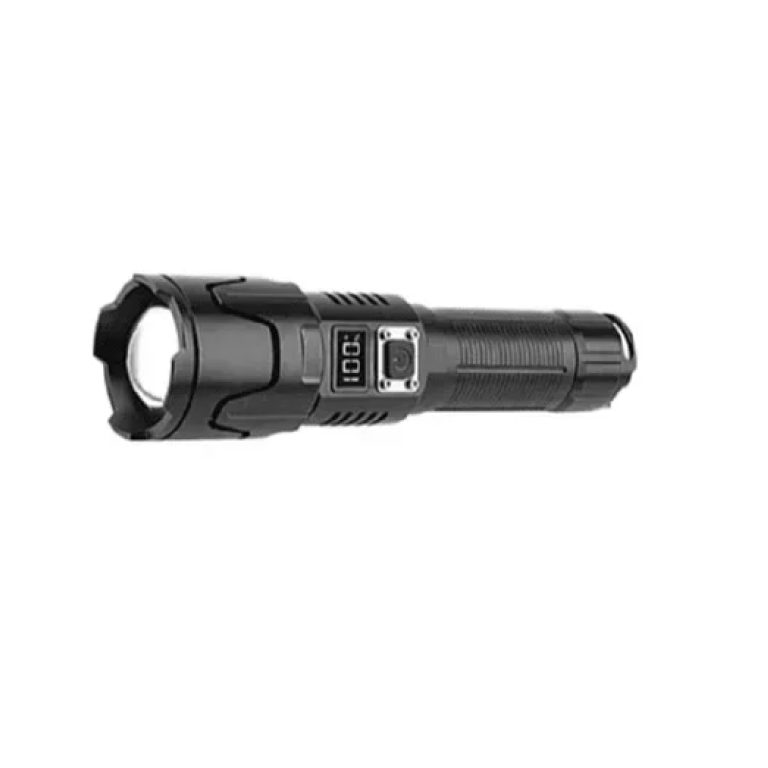 Φακός LED επαναφορτιζόμενος με zoom και 3 λειτουργίες φωτός - μαύρο