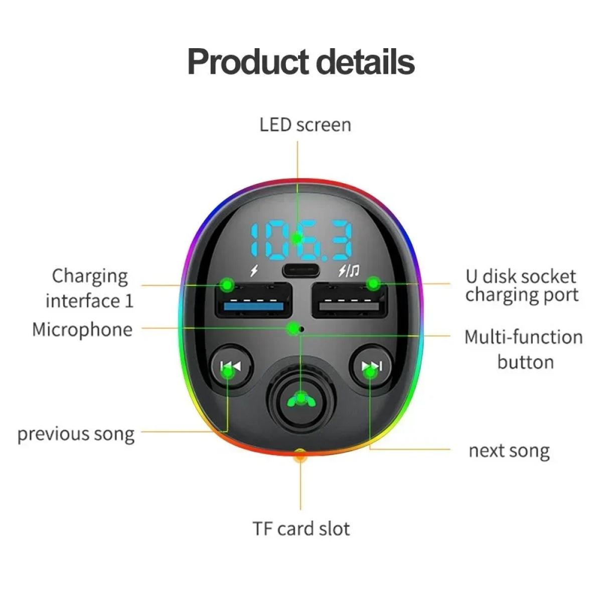 FM Transmitter και φορτιστής αυτοκινήτου Car MP3 Player AB-CZ08 Aerbes