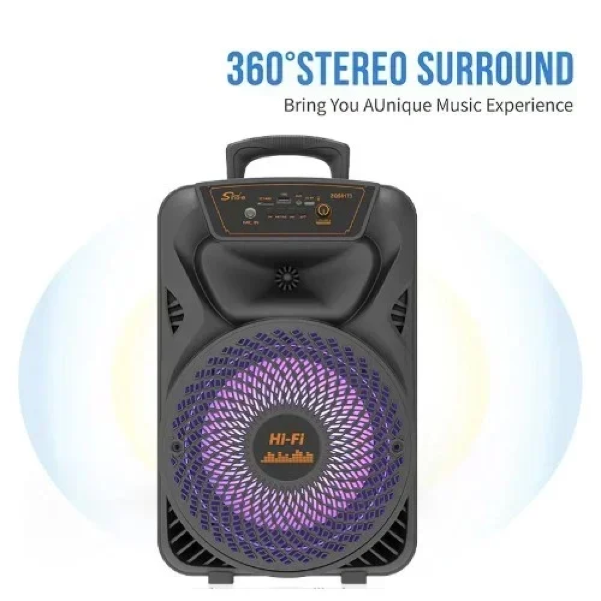 Φορητό Bluetooth Ηχείο 8'' Με Μικρόφωνο Και LED φωτισμό ZQS-8173