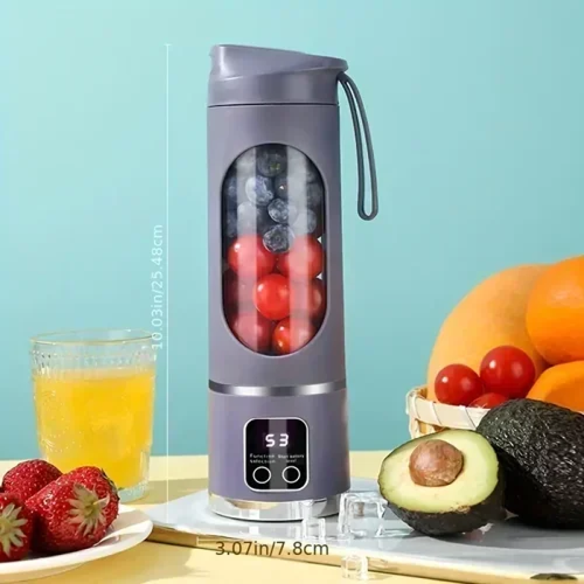 Φορητό ηλεκτρικό μπλέντερ χειρός 450ml Juicing Cup HS-860 λιλά - Image 4