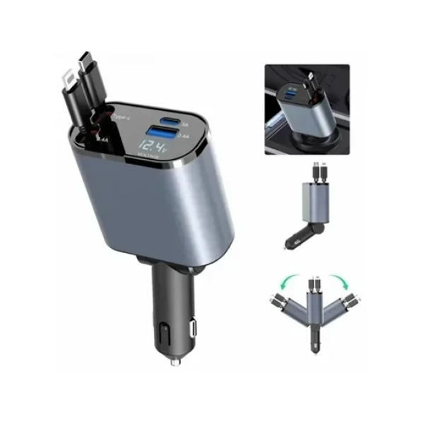 Φορτιστής αυτοκινήτου 139W για Type-C και iOS CC-329 Treqa ανθρακί