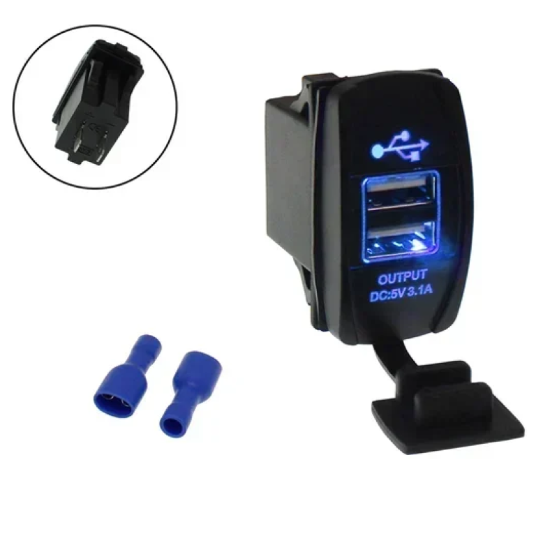 Φορτιστής μοτοσυκλέτας 3.1A με θύρες 2xUSB EE5355 - μαύρο