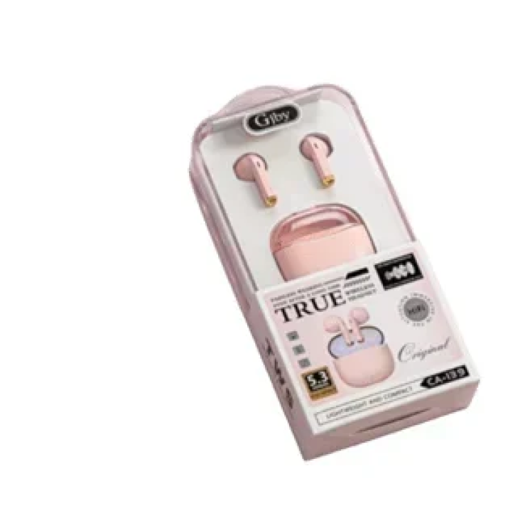Gjby CA-139 In-ear Bluetooth Handsfree Ακουστικά με Θήκη Φόρτισης Ροζ