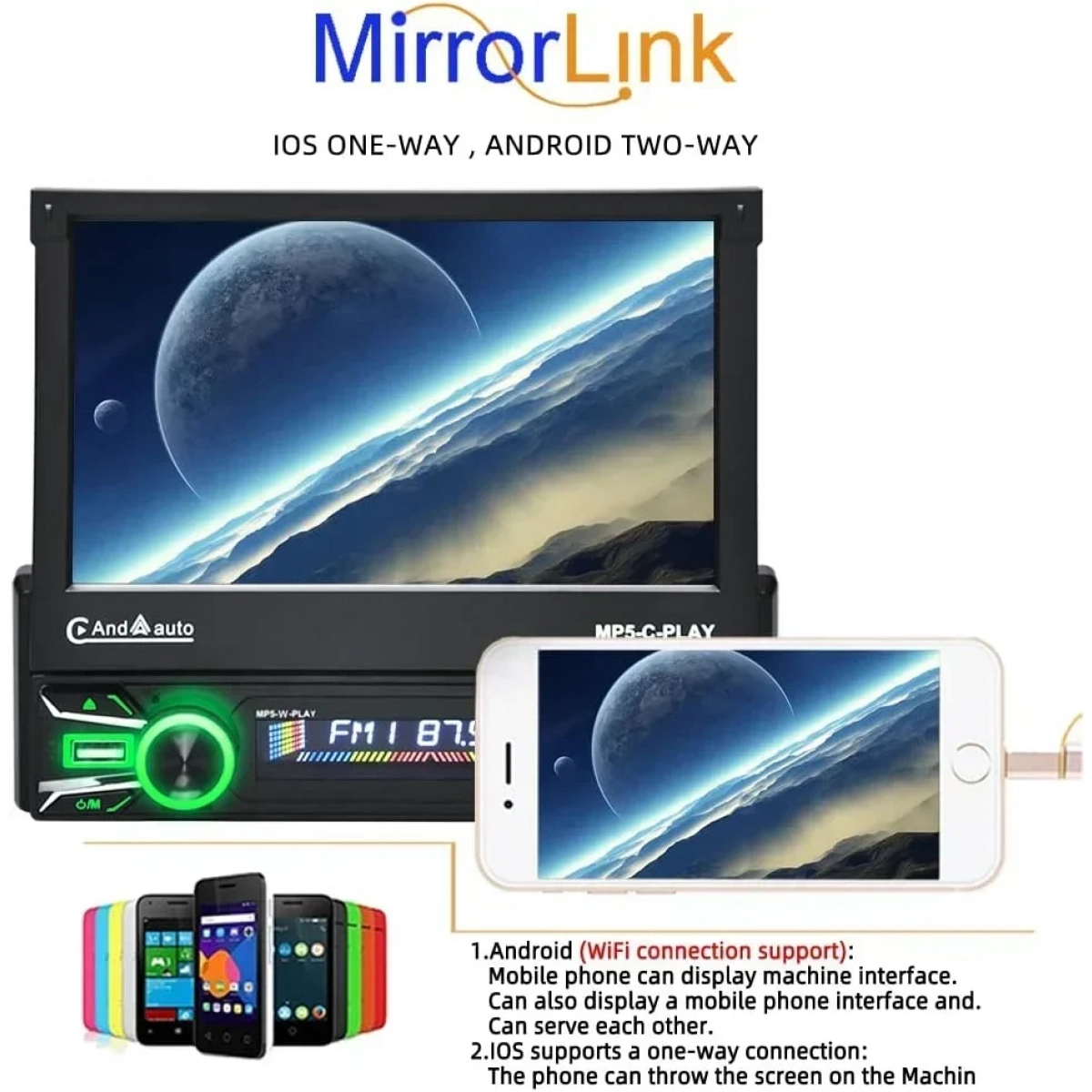 Ηχοσύστημα Αυτοκινήτου 1DIN Με Οθόνη 7″ DVD / Mirrorlink