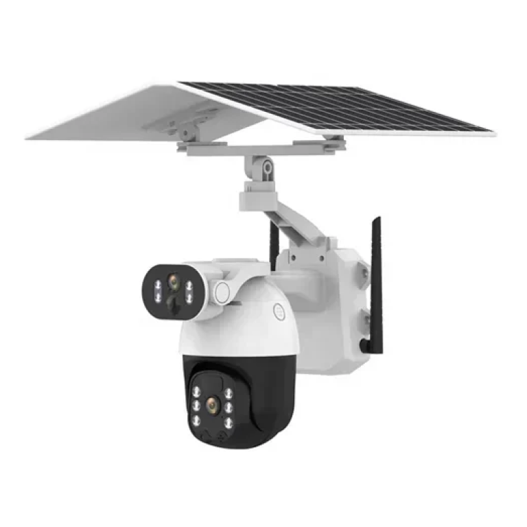Ηλιακή ασύρματη κάμερα ασφαλείας PTZ διπλού φακού με Wifi 6MP λευκό/μαύρο