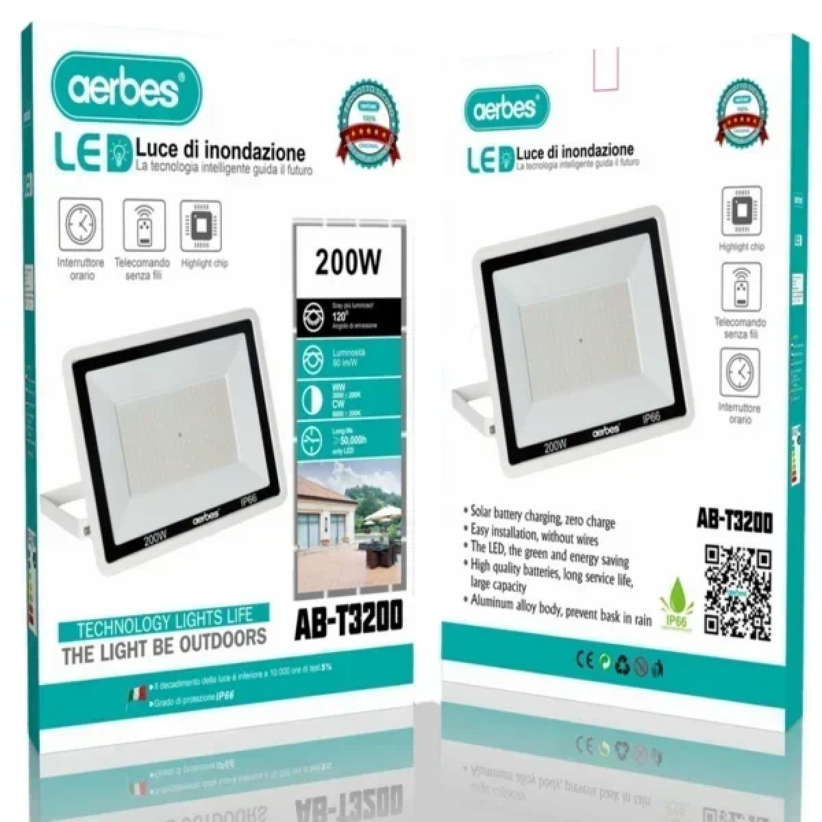 Ηλιακός προβολέας LED 200W AB-T3200 Aerbes