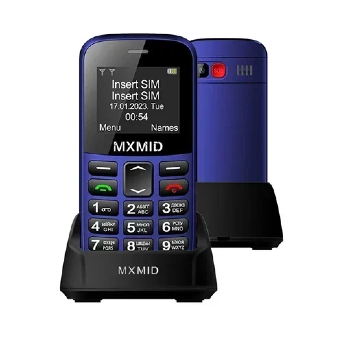 Κινητό τηλέφωνο GSM Dual SIM με μεγάλο πληκτρολόγιο για ηλικιωμένους SOS Senior MXMID B210 μπλε - Image 2