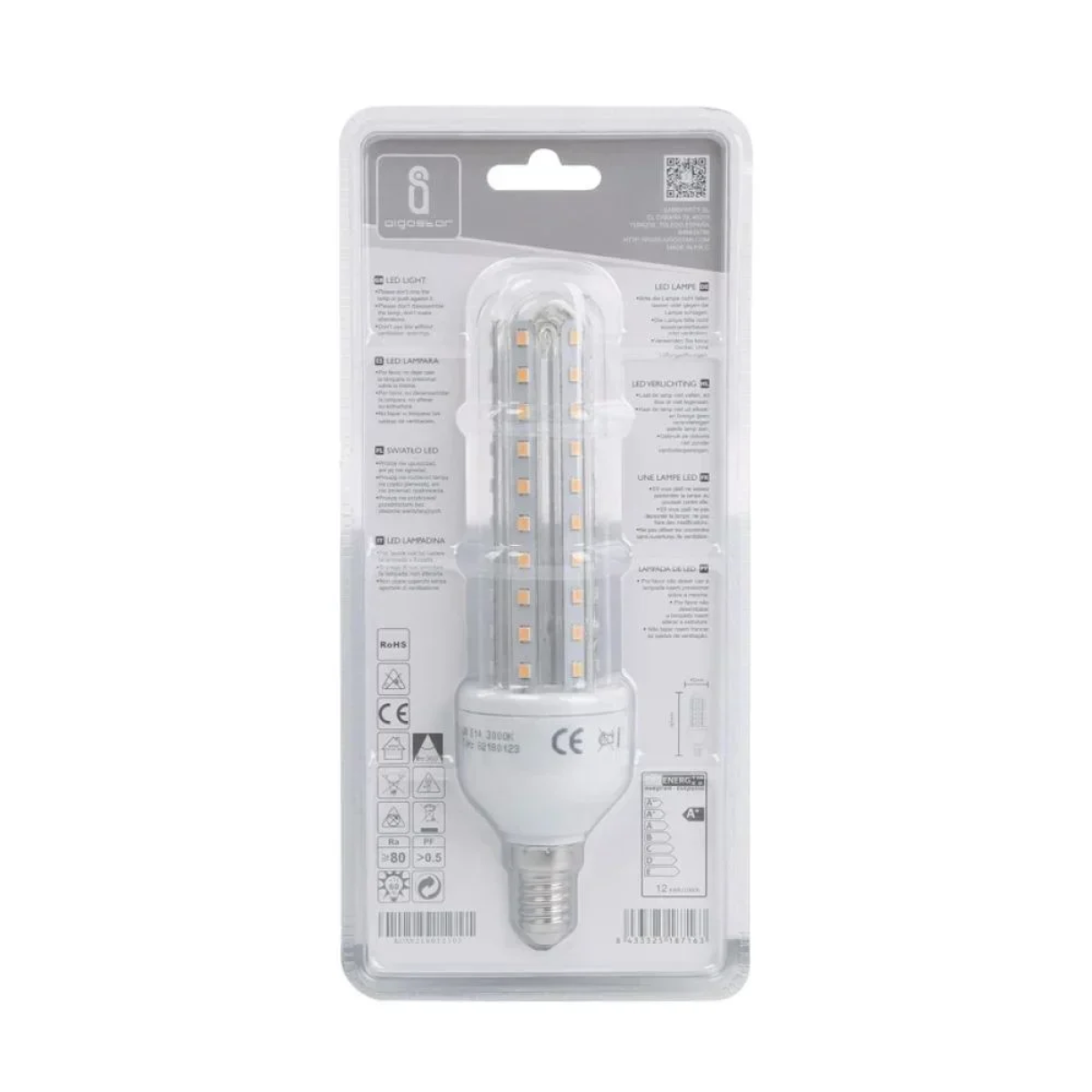 LED Λάμπα 3U E14 12W 3000K Aigostar