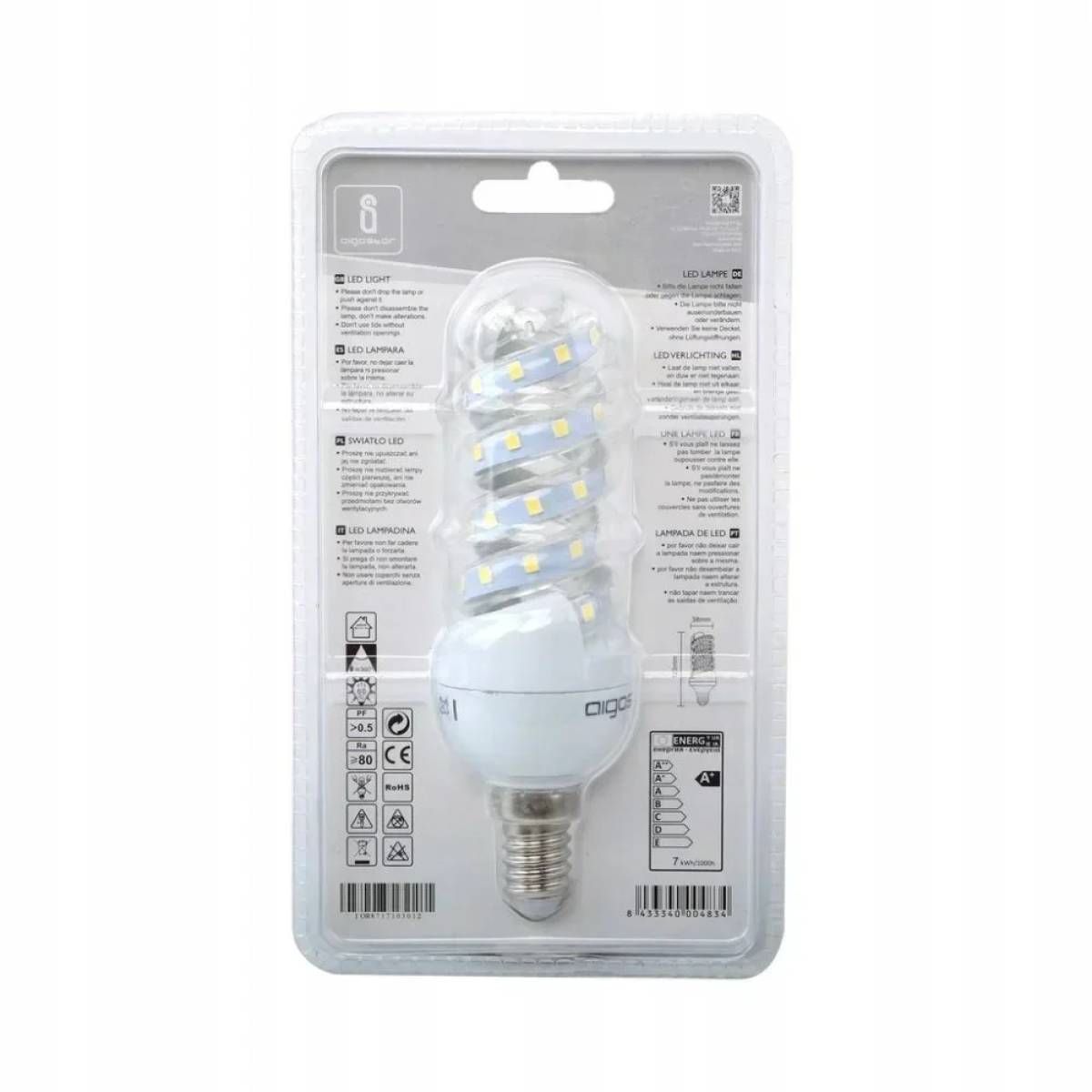 LED Λάμπα 7W E14 Σπιράλ 6400K Aigostar