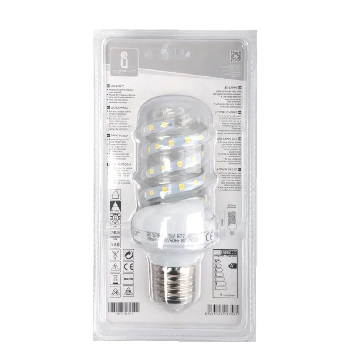 LED Λάμπα 9W E27 Σπιράλ 4000K Aigostar