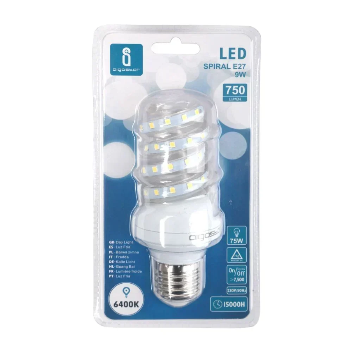 LED Λάμπα 9W E27 Σπιράλ 6400K Aigostar