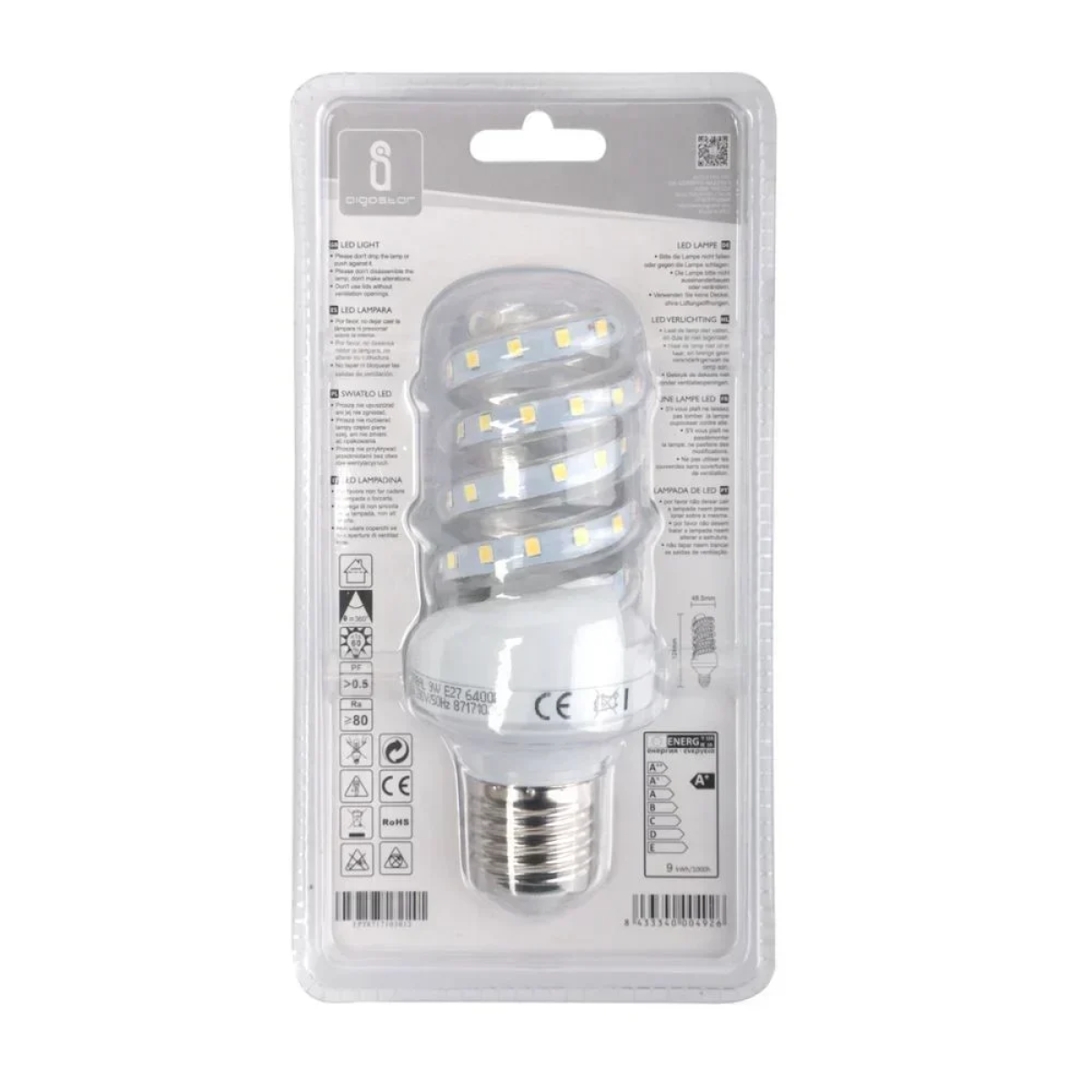 LED Λάμπα 9W E27 Σπιράλ 6400K Aigostar