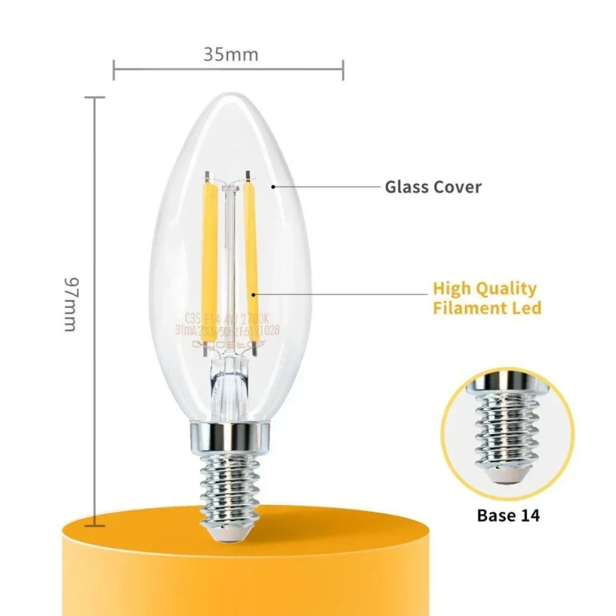 LED Λάμπα C35 E14 4W Aigostar 2700K