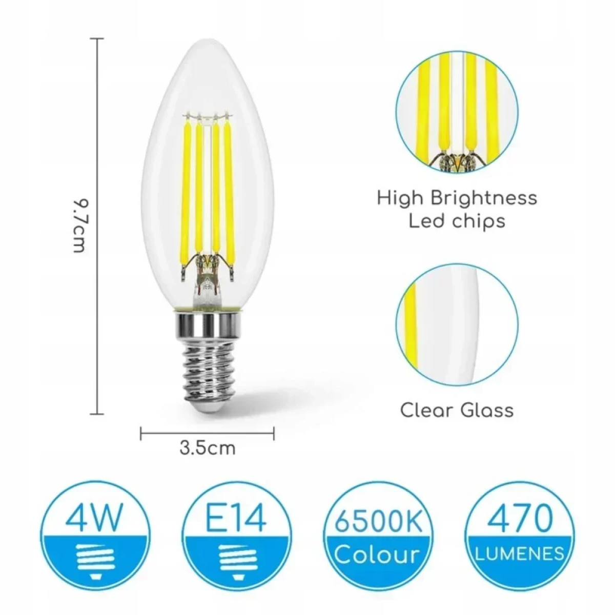 LED Λάμπα C35 E14 4W Aigostar 6500K