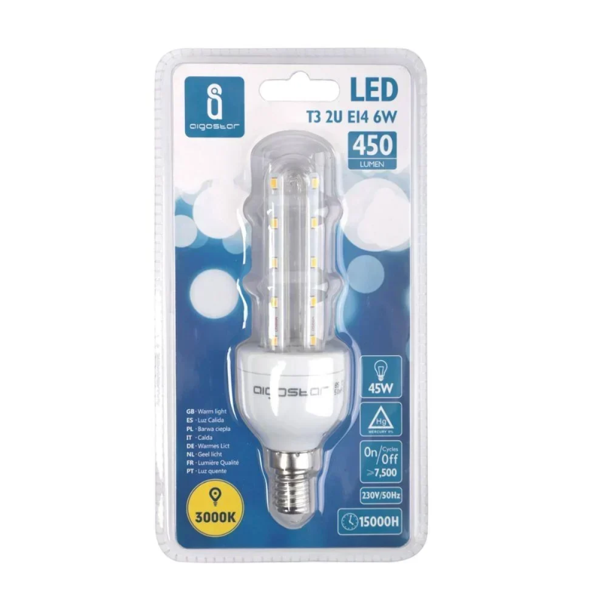 LED Λάμπα T3 2U E14 6W 3000K Aigostar