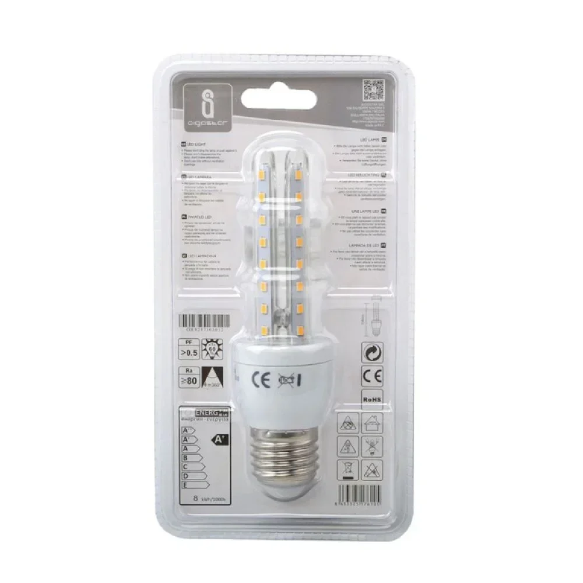 LED Λάμπα T3 2U E27 8W 3000K Aigostar