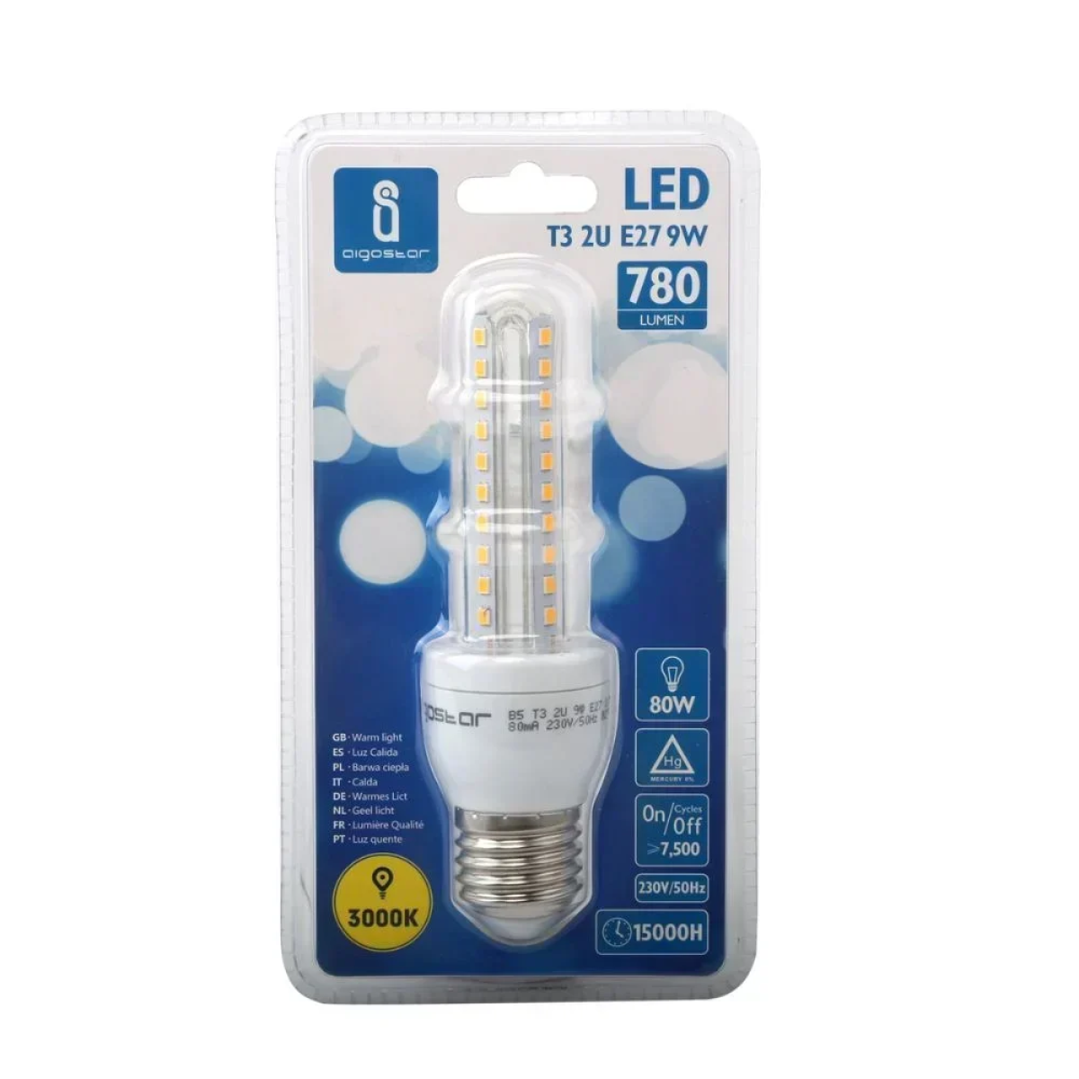 LED Λάμπα T3 2U E27 9W 3000K Aigostar