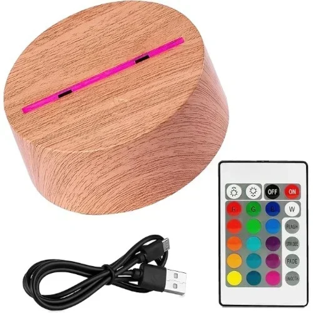 LED Ξύλινη 3D Βάση για Plexiglass με τηλεχειριστήριο 17710-2