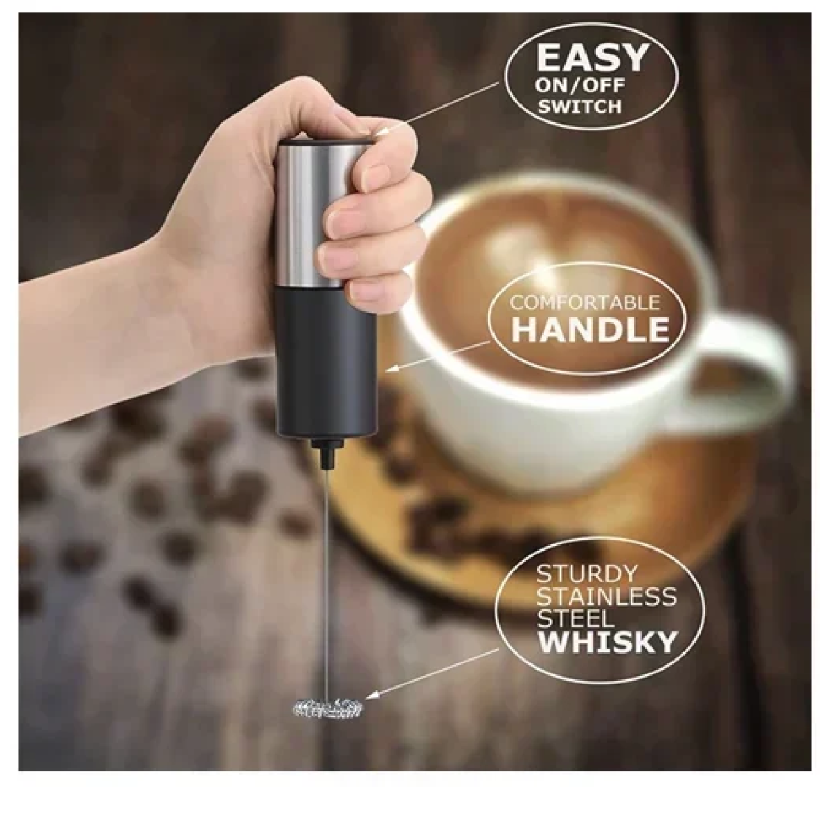 Μίξερ χειρός αφρού γάλακτος - Electric Milk Frother GV-211 μαύρο/ασημί - Image 2