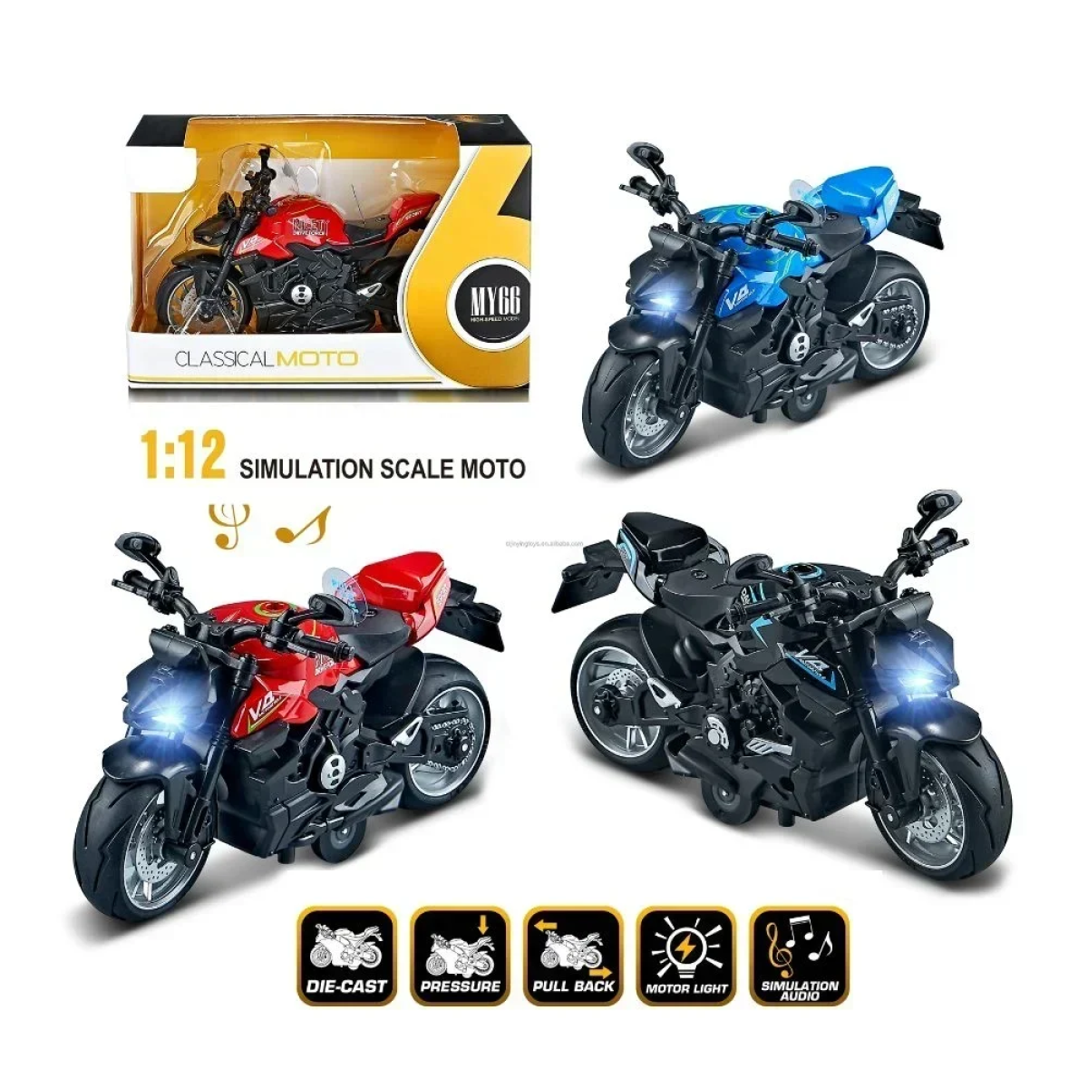 Μοτοσυκλέτα με Φως & Ήχο 14cm Μπλε