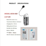 New-K60 In-ear Bluetooth Handsfree Ακουστικό Πέτου Ασημί