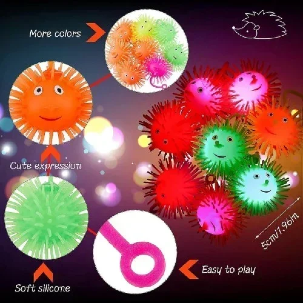 Παιχνίδι Μπαλάκι Σιλικόνης με Φωτισμό Puffer Ball 10cm 034072 Πράσινο