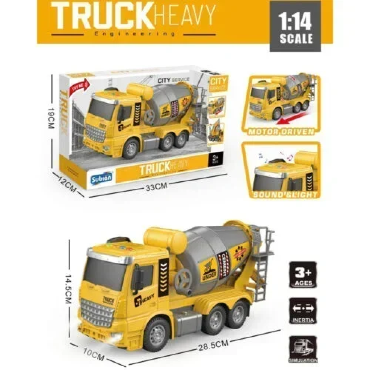 Παιχνίδι Μπετονιέρα Truck Heavy 28.5x10x14.5cm με Φως και Ήχο S977-2A