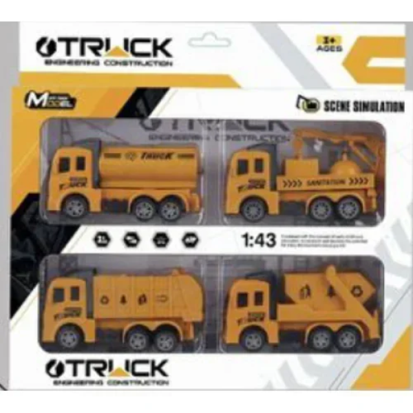 Παιδικό Σετ με 4 Οχήματα Κατασκευών Pull Back GC-104